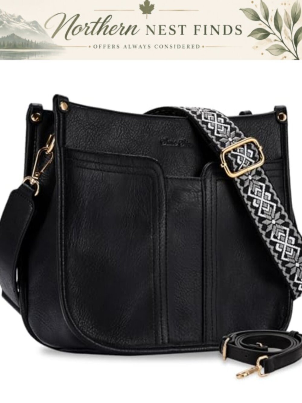 Vegan Leather Crossbody Hobo Bag with 2 Adjustable Straps